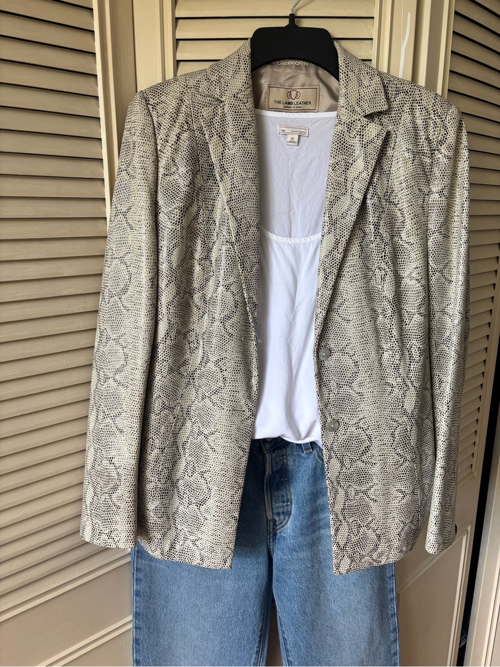 100% Leather Snake-Print Blazer